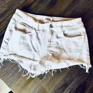 PINK Victoria's Secret White Jean Shorts Distressed Mid-Rise